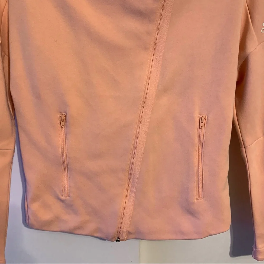 Adidas girl 11-12 youth Id jacket form fitting 2 pockets glow pink athletic gym
